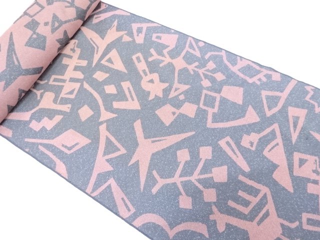 JAPANESE KIMONO / ANTIQUE ARAIHARI FOR KIMONO / SILK / WOVEN ABSTRACT PATTERN